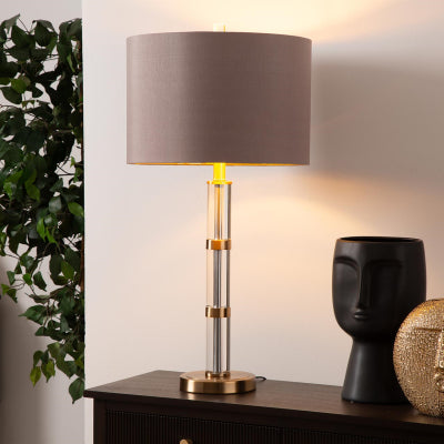 Oonagh Clear & Rose Gold Table Lamp